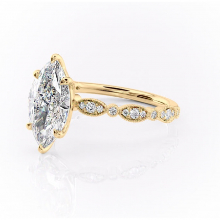 Inel de logodnă Elowen din aur Galben 14kt cu moissanite tăietură marquise – Pietre laterale rafinată pentru profil înalt | Personalizează și configurează gratuit online [6]