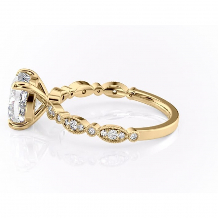 Inel de logodnă Elowen din aur Galben 14kt cu moissanite tăietură pernă – Pietre laterale rafinată pentru profil înalt | Personalizează și configurează gratuit online [5]