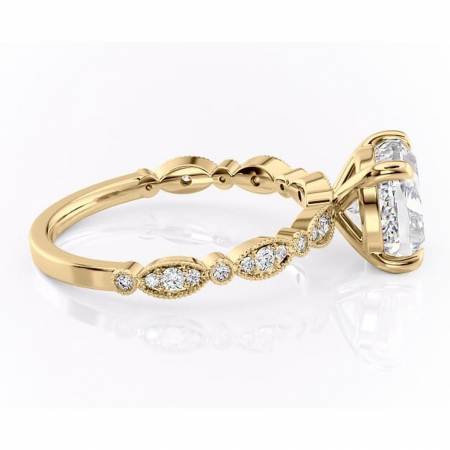Inel de logodnă Elowen din aur Galben 14kt cu moissanite tăietură pernă – Pietre laterale rafinată pentru profil înalt | Personalizează și configurează gratuit online [1]