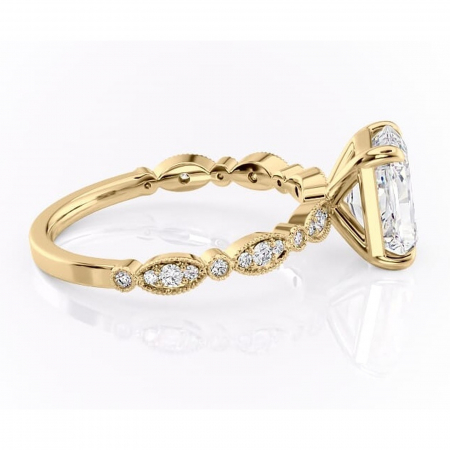 Inel de logodnă Elowen din aur Galben 14kt cu moissanite tăietură radiantă – Pietre laterale rafinată pentru profil înalt | Personalizează și configurează gratuit online [1]