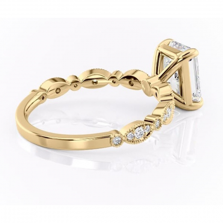 Inel de logodnă Elowen din aur Galben 14kt cu moissanite tăietură radiantă – Pietre laterale rafinată pentru profil înalt | Personalizează și configurează gratuit online [2]
