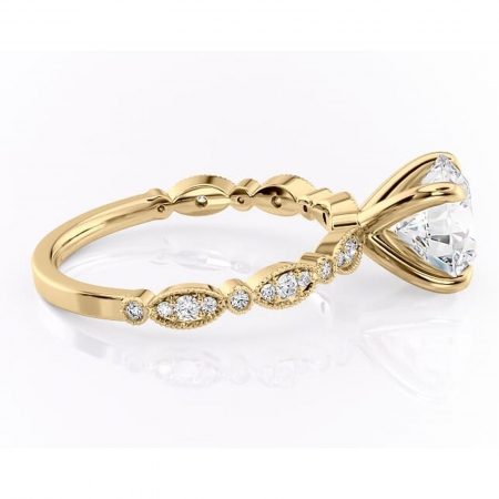 Inel de logodnă Elowen din aur Galben 14kt cu moissanite tăietură rotundă – Pietre laterale rafinată pentru profil înalt | Personalizează și configurează gratuit online [1]