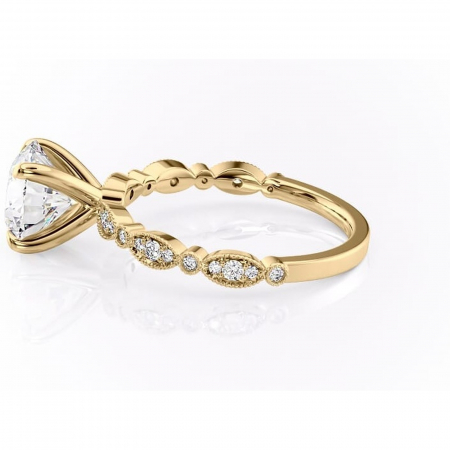 Inel de logodnă Elowen din aur Galben 14kt cu moissanite tăietură rotundă – Pietre laterale rafinată pentru profil înalt | Personalizează și configurează gratuit online [5]