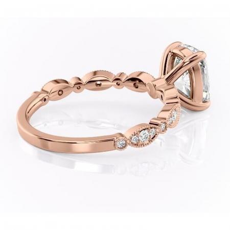 Inel de logodnă Elowen din aur Rose 14kt cu moissanite tăietură asscher – Pietre laterale rafinată pentru profil înalt | Personalizează și configurează gratuit online [2]
