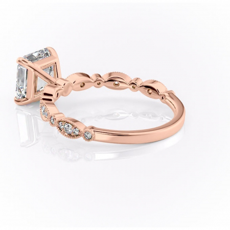 Inel de logodnă Elowen din aur Rose 18kt cu moissanite tăietură asscher – Pietre laterale rafinată pentru profil înalt | Personalizează și configurează gratuit online [4]