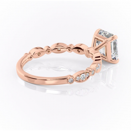 Inel de logodnă Elowen din aur Rose 18kt cu moissanite tăietură asscher – Pietre laterale rafinată pentru profil înalt | Personalizează și configurează gratuit online [2]