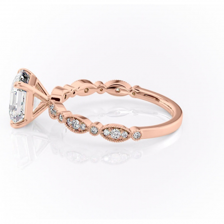 Inel de logodnă Elowen din aur Rose 18kt cu moissanite tăietură asscher – Pietre laterale rafinată pentru profil înalt | Personalizează și configurează gratuit online [5]
