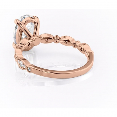 Inel de logodnă Elowen din aur Rose 14kt cu moissanite tăietură ovală – Pietre laterale rafinată pentru profil înalt | Personalizează și configurează gratuit online [3]
