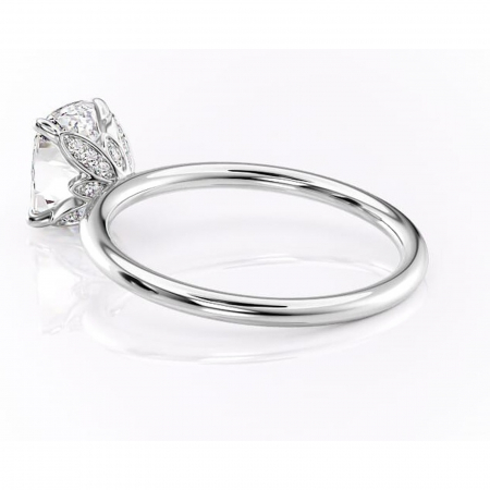 Inel de logodnă Emerald din aur Alb 14kt cu moissanite tăietură pernă – Solitar rafinată pentru profil înalt | Personalizează și configurează gratuit online [4]