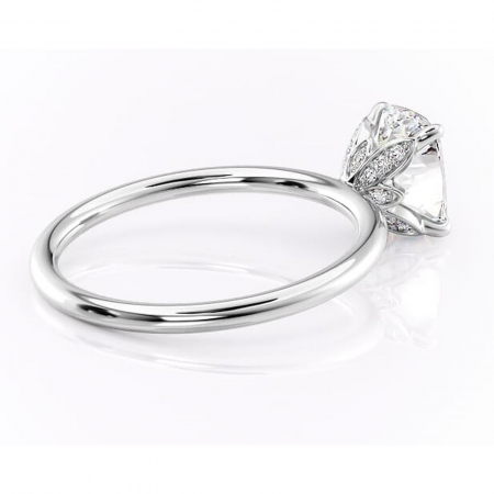 Inel de logodnă Emerald din aur Alb 14kt cu moissanite tăietură pernă – Solitar rafinată pentru profil înalt | Personalizează și configurează gratuit online [2]