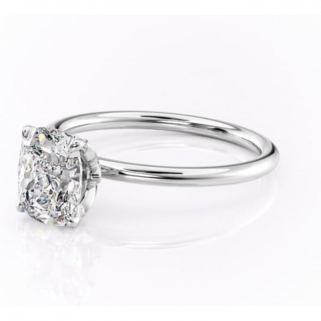 Inel de logodnă Emerald din aur Alb 14kt cu moissanite tăietură pernă – Solitar rafinată pentru profil înalt | Personalizează și configurează gratuit online [6]