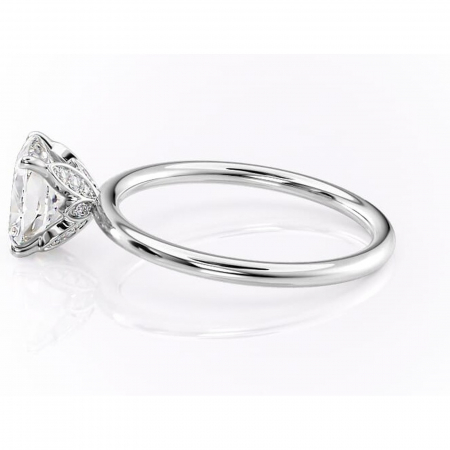 Inel de logodnă Emerald din aur Alb 14kt cu moissanite tăietură pernă – Solitar rafinată pentru profil înalt | Personalizează și configurează gratuit online [5]