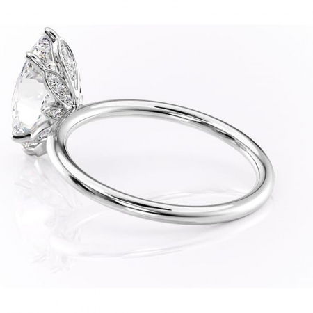 Inel de logodnă Emerald din aur Alb 14kt cu moissanite tăietură marquise – Solitar rafinată pentru profil înalt | Personalizează și configurează gratuit online [4]