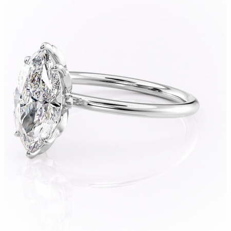 Inel de logodnă Emerald din aur Alb 14kt cu moissanite tăietură marquise – Solitar rafinată pentru profil înalt | Personalizează și configurează gratuit online [6]