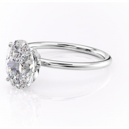 Inel de logodnă Emerald din aur Alb 14kt cu moissanite tăietură ovală – Solitar rafinată pentru profil înalt | Personalizează și configurează gratuit online [6]