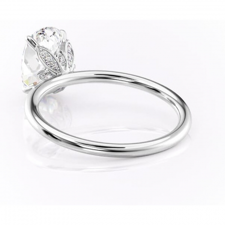 Inel de logodnă Emerald din aur Alb 14kt cu moissanite tăietură ovală – Solitar rafinată pentru profil înalt | Personalizează și configurează gratuit online [3]