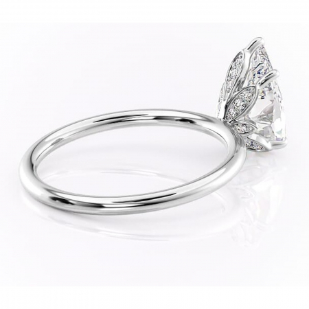 Inel de logodnă Emerald din aur Alb 14kt cu moissanite tăietură pară – Solitar rafinată pentru profil înalt | Personalizează și configurează gratuit online [2]