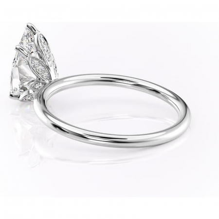 Inel de logodnă Emerald din aur Alb 14kt cu moissanite tăietură pară – Solitar rafinată pentru profil înalt | Personalizează și configurează gratuit online [4]