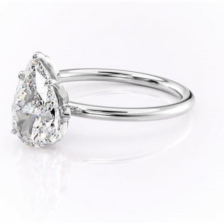 Inel de logodnă Emerald din aur Alb 14kt cu moissanite tăietură pară – Solitar rafinată pentru profil înalt | Personalizează și configurează gratuit online [6]