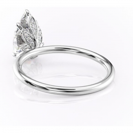 Inel de logodnă Emerald din aur Alb 14kt cu moissanite tăietură pară – Solitar rafinată pentru profil înalt | Personalizează și configurează gratuit online [3]