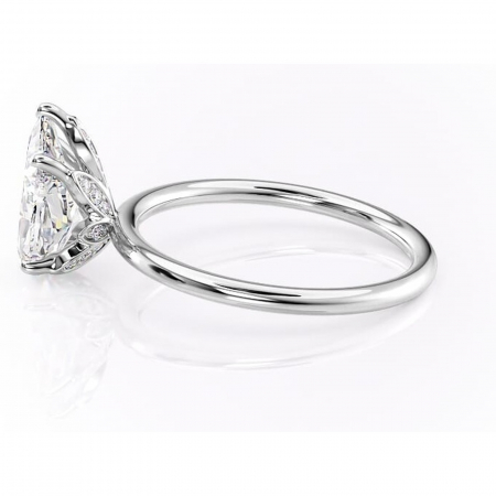 Inel de logodnă Emerald din aur Alb 14kt cu moissanite tăietură pară – Solitar rafinată pentru profil înalt | Personalizează și configurează gratuit online [5]