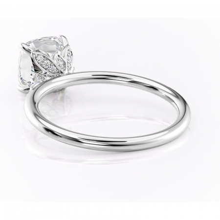 Inel de logodnă Emerald din aur Alb 14kt cu moissanite tăietură pernă – Solitar rafinată pentru profil înalt | Personalizează și configurează gratuit online [3]