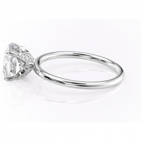 Inel de logodnă Emerald din aur Alb 14kt cu moissanite tăietură pernă – Solitar rafinată pentru profil înalt | Personalizează și configurează gratuit online [5]