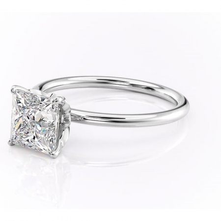 Inel de logodnă Emerald din aur Alb 14kt cu moissanite tăietură princess – Solitar rafinată pentru profil înalt | Personalizează și configurează gratuit online [6]