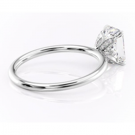 Inel de logodnă Emerald din aur Alb 14kt cu moissanite tăietură radiantă – Solitar rafinată pentru profil înalt | Personalizează și configurează gratuit online [2]