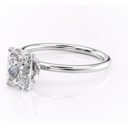 Inel de logodnă Emerald din aur Alb 14kt cu moissanite tăietură radiantă – Solitar rafinată pentru profil înalt | Personalizează și configurează gratuit online [6]