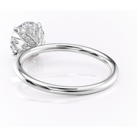 Inel de logodnă Emerald din aur Alb 14kt cu moissanite tăietură rotundă – Solitar rafinată pentru profil înalt | Personalizează și configurează gratuit online [3]