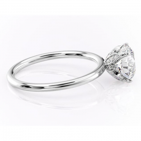 Inel de logodnă Emerald din aur Alb 14kt cu moissanite tăietură rotundă – Solitar rafinată pentru profil înalt | Personalizează și configurează gratuit online [1]