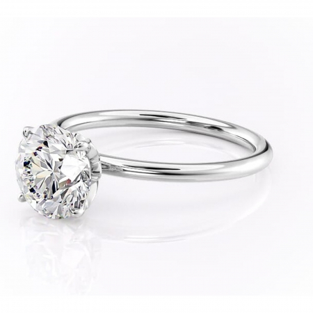 Inel de logodnă Emerald din aur Alb 14kt cu moissanite tăietură rotundă – Solitar rafinată pentru profil înalt | Personalizează și configurează gratuit online [6]