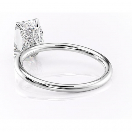 Inel de logodnă Emerald din aur Alb 14kt cu moissanite tăietură smarald – Solitar rafinată pentru profil înalt | Personalizează și configurează gratuit online [3]