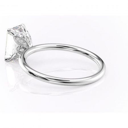 Inel de logodnă Emerald din aur Alb 14kt cu moissanite tăietură smarald – Solitar rafinată pentru profil înalt | Personalizează și configurează gratuit online [4]