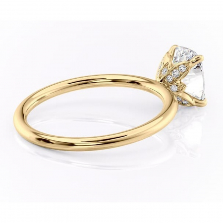 Inel de logodnă Emerald din aur Galben 14kt cu moissanite tăietură pernă – Solitar rafinată pentru profil înalt | Personalizează și configurează gratuit online [2]