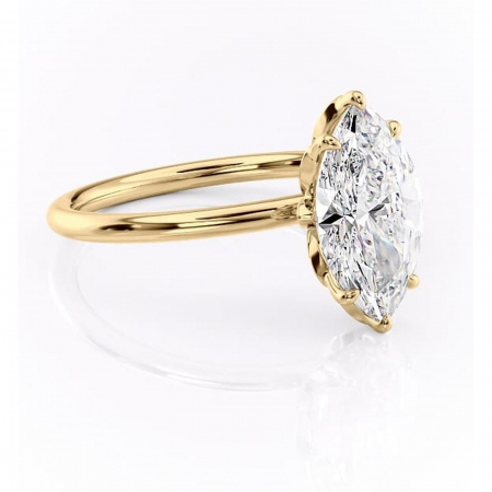 Marquise - Inel de logodnă Emerald din aur Galben 18kt cu moissanite tăietură marquise – Solitar rafinată pentru profil înalt | Personalizează și configurează gratuit online