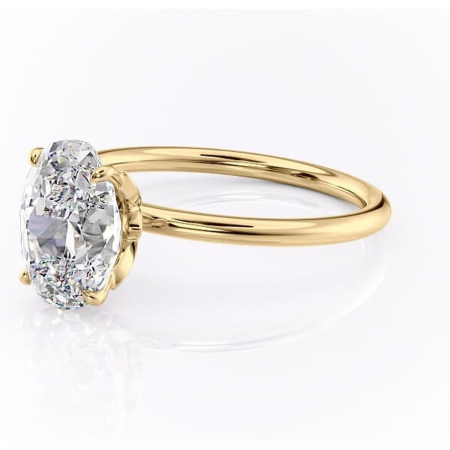 Inel de logodnă Emerald din aur Galben 14kt cu moissanite tăietură ovală – Solitar rafinată pentru profil înalt | Personalizează și configurează gratuit online [6]