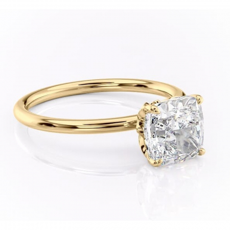 Pernă - Inel de logodnă Emerald din aur Galben 18kt cu moissanite tăietură pernă – Solitar rafinată pentru profil înalt | Personalizează și configurează gratuit online