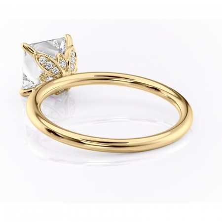 Inel de logodnă Emerald din aur Galben 18kt cu moissanite tăietură princess – Solitar rafinată pentru profil înalt | Personalizează și configurează gratuit online [3]