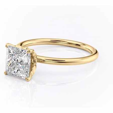 Inel de logodnă Emerald din aur Galben 18kt cu moissanite tăietură princess – Solitar rafinată pentru profil înalt | Personalizează și configurează gratuit online [6]