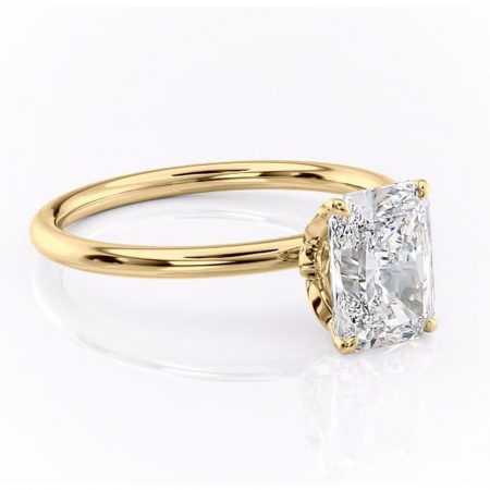 Aur galben - Inel de logodnă Emerald din aur Galben 18kt cu moissanite tăietură radiantă – Solitar rafinată pentru profil înalt | Personalizează și configurează gratuit online