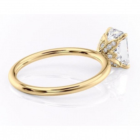 Inel de logodnă Emerald din aur Galben 14kt cu moissanite tăietură radiantă – Solitar rafinată pentru profil înalt | Personalizează și configurează gratuit online [2]