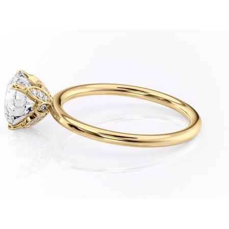 Inel de logodnă Emerald din aur Galben 14kt cu moissanite tăietură rotundă – Solitar rafinată pentru profil înalt | Personalizează și configurează gratuit online [5]