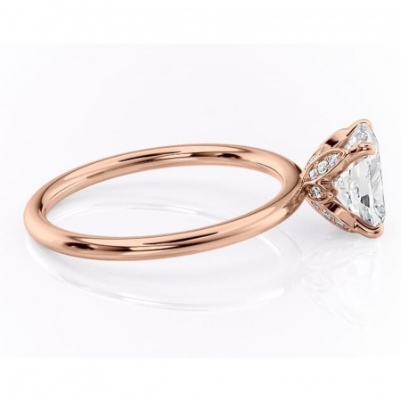 Inel de logodnă Emerald din aur Rose 14kt cu moissanite tăietură pernă – Solitar rafinată pentru profil înalt | Personalizează și configurează gratuit online [1]