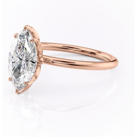 Inel de logodnă Emerald din aur Rose 14kt cu moissanite tăietură marquise – Solitar rafinată pentru profil înalt | Personalizează și configurează gratuit online [6]