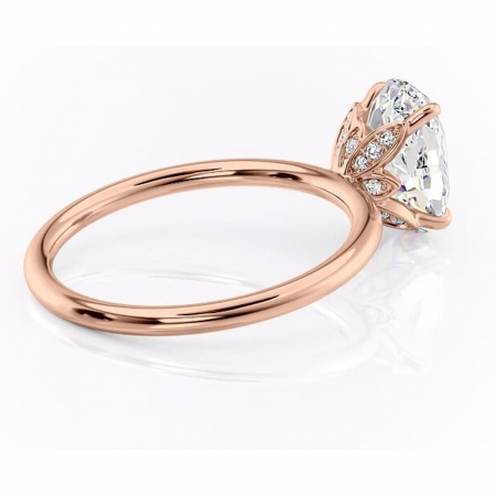 Inel de logodnă Emerald din aur Rose 14kt cu moissanite tăietură ovală – Solitar rafinată pentru profil înalt | Personalizează și configurează gratuit online [2]