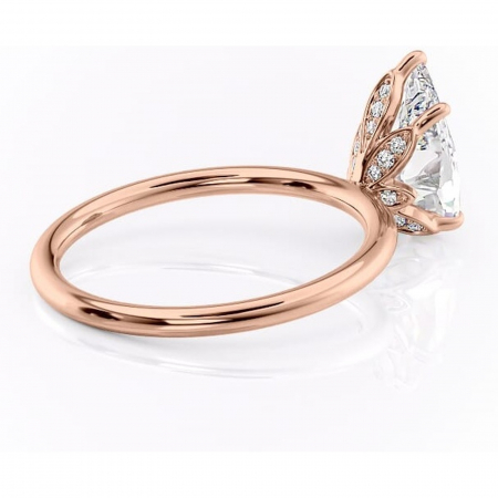 Inel de logodnă Emerald din aur Rose 14kt cu moissanite tăietură pară – Solitar rafinată pentru profil înalt | Personalizează și configurează gratuit online [2]