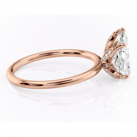 Inel de logodnă Emerald din aur Rose 14kt cu moissanite tăietură pară – Solitar rafinată pentru profil înalt | Personalizează și configurează gratuit online [1]