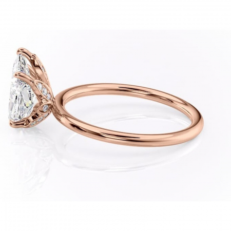 Inel de logodnă Emerald din aur Rose 14kt cu moissanite tăietură pară – Solitar rafinată pentru profil înalt | Personalizează și configurează gratuit online [5]